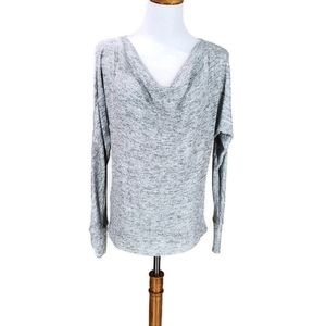White House Black Market NWT Women's Grey Sparkle LS Cold Shoulder Sweater SZ XS